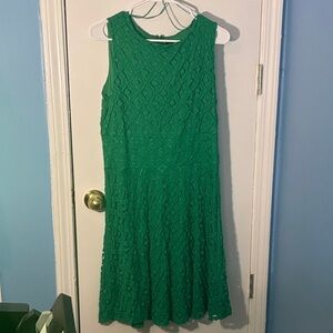 Tiana B. Vibrant Green Lace Midi Dress